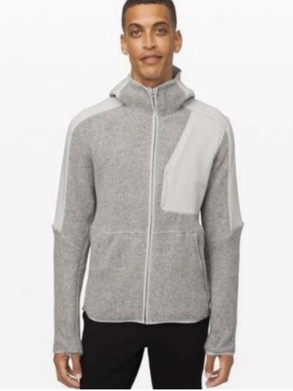 lululemon athletica light gray sherpa zip hoodie tundra tek full zip